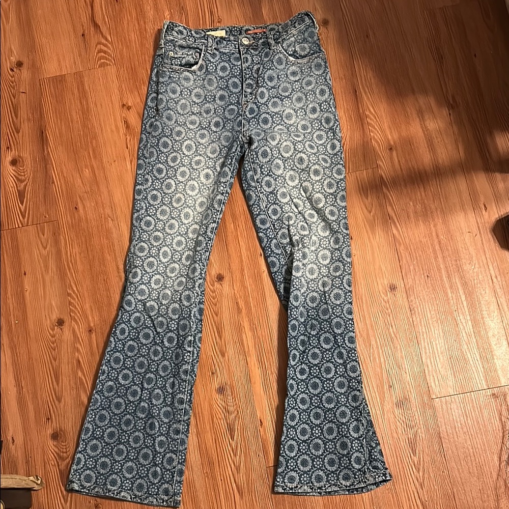 Pilcro Floral Patterned Flare Jeans
